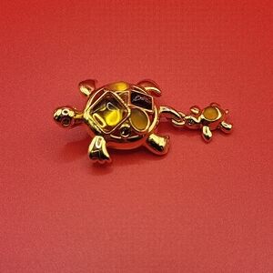 Monet Gold Turtle Brooch with Intricate Detailing